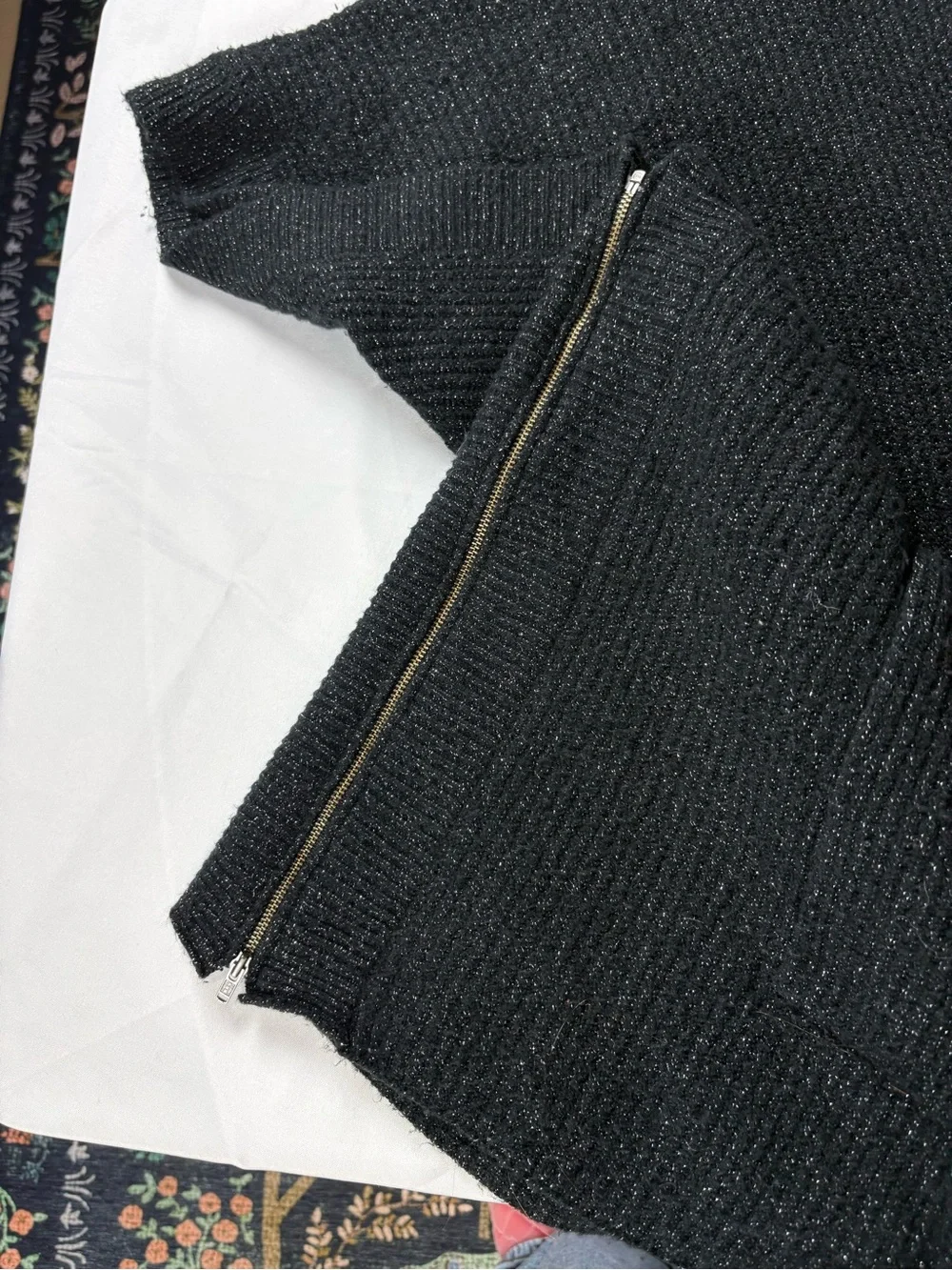 CAbi Black Open-Front Pocketed Knit Shrug